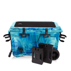 Br Tank 55-Quart Double Drink Holder Cooler Bundle | Ocean Swirl